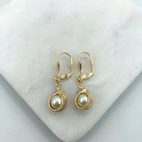 18K Gold Layered Texturized Design w Pearl Earrings 21.0420/92