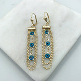 18K Gold Layered Blue Greek Eyes Surround for Ball Links Dangle Leverback Earrings 21.0439/6