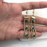 18K Gold Layered Blue Greek Eyes Surround for Ball Links Dangle Leverback Earrings 21.0439/6