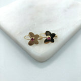 18K Gold Layered Pink CZ Center In Butterfly Design Leverback Kids Earrings 21.0456/7