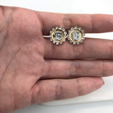 18K Gold Layered Clear CZ Around 15th Quinceañera Earrings 21.0460/1