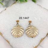 18K Gold Layered White CZ Texturized Circle Earrings 22.1447