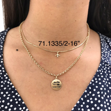 18k Gold Layered Travel Amulet Necklace W Cut Out Plane Design in Double Chain Rolo and Box Link 71.1335/2-16