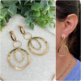 18K Gold Filled Oro Laminado Long Circle Earring 22.1929