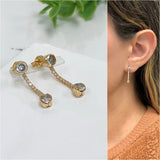 18K Gold-Layered Short Drop Earrings with Cubic Zirconia