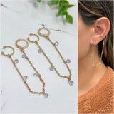 18K Gold-Layered Dangle Earrings with Cuffs