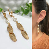 18K Gold-Layered French-back Dangle Earrings with Pearls