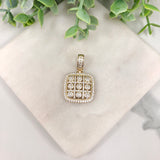 18K Gold Layered White CZ Square Cut Out Design Pendant 33.0159