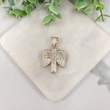 18K Gold Layered White CZ Cruise with Wings Design Pendant 33.0158