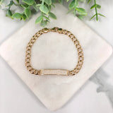 18k Gold Layered Clear CZ Bar Curb Link Chain Bracelet 73.0304-7.5