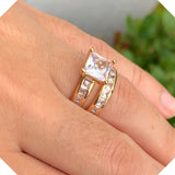 Engagement Ring Set with Rectangular Stones 83.0134#7,8,9 SET OF 2