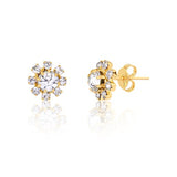 18K Gold Filled Oro Laminado Assorted Colors Flower Design Push Back Earrings 21.0005/1/3/7/8 (More Colors)