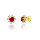 18K Gold Filled Oro Laminado Assorted Colors Flower Design Push Back Earrings 21.0005/1/3/7/8 (More Colors)