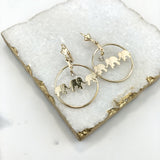 18K Gold Layered Elephant Design with Cubic Zirconia, Dangle Earrings 21.0021/1