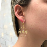 18K Gold Layered Elephant Design with Cubic Zirconia, Dangle Earrings 21.0021/1