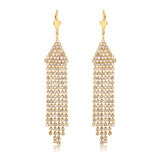 18K Gold Layered Cubic Zirconia Tassel Fringe Dangle Earrings 21.0031/1