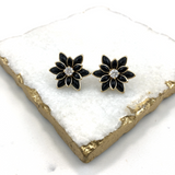 18K Gold Layered MultiColor or Black Flower Design Push Back Earrings 21.0035/30/2