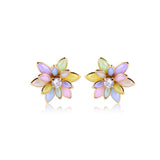 18K Gold Layered MultiColor or Black Flower Design Push Back Earrings 21.0035/30/2