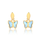 18K Gold Layered Butterfly Design, Blue Acrylic, Drop Dangle Kids Earrings 21.0048/6