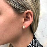 18K Gold Layered Pearl in Gold Lines Stud Earrings 21.0055/92