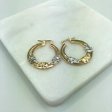 18K Gold Layered Tri-Tone Elephants Cutout 29mm Hoops 21.0064