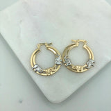 18K Gold Layered Tri-Tone Elephants Cutout 29mm Hoops 21.0064