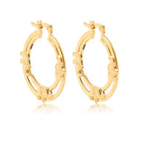 18K Gold Layered Tri-Tone Elephants Cutout 29mm Hoops 21.0064