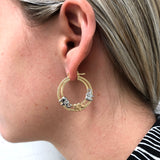 18K Gold Layered Tri-Tone Elephants Cutout 29mm Hoops 21.0064