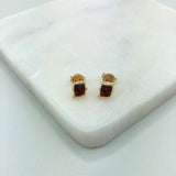 18K Gold Layered Red Rhinestone Stud Earrings 21.0068/3