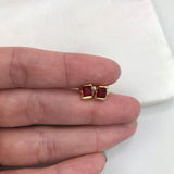 18K Gold Layered Red Rhinestone Stud Earrings 21.0068/3