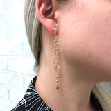 18K Gold Layered Virgen de Guadalupe & Cross Gold Besds Dangle Earring 21.0071