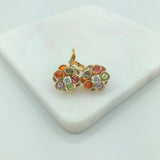 18K Gold Filled Oro Laminado Multi-Color CZ Flower Design Leverback Earrings 21.0073/17/30