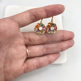 18K Gold Filled Oro Laminado Multi-Color CZ Flower Design Leverback Earrings 21.0073/17/30