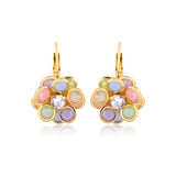 18K Gold Filled Oro Laminado Multi-Color CZ Flower Design Leverback Earrings 21.0073/17/30