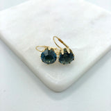 18K Gold Layered Assorted Rhinestone Colors Leverback Earrings 21.0087/1/2/3/4/5/6/7/9