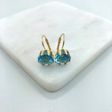 18K Gold Layered Assorted Rhinestone Colors Leverback Earrings 21.0087/1/2/3/4/5/6/7/9