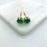 18K Gold Layered Assorted Rhinestone Colors Leverback Earrings 21.0087/1/2/3/4/5/6/7/9