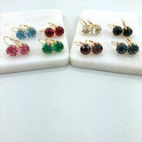 18K Gold Layered Assorted Rhinestone Colors Leverback Earrings 21.0087/1/2/3/4/5/6/7/9