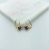 18K Gold Layered Assorted Rhinestone Colors Stud Leverback Earrings 21.0090/3/4/6