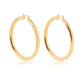 18K Gold Layered Diamond Cutting Finish 59mm Hoops 21.0110