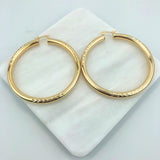 18K Gold Layered Diamond Cutting Finish 59mm Hoops 21.0110