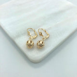 18K Gold Layered 8mm Cutout Ball Leverback Earrings 21.0122