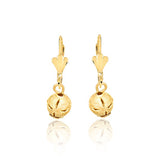 18K Gold Layered 8mm Cutout Ball Leverback Earrings 21.0122