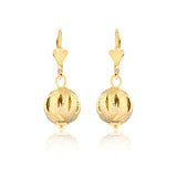 18K Gold Layered 12 mm Cut Out ball Leverback Earrings 21.0123