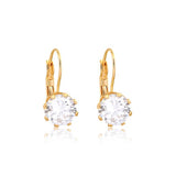 18K Gold Layered 6 mm Rhinestone Leverback Kids Earrings 21.0124/1