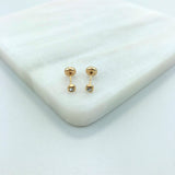 18K Gold Filled Oro Laminado Kids Rhinestone Stud Plug Earrings Wholesale 21.0137/1/7