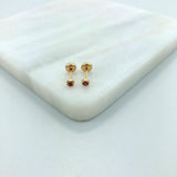 18K Gold Filled Oro Laminado Kids Rhinestone Stud Plug Earrings Wholesale 21.0137/1/7