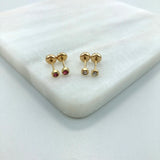 18K Gold Filled Oro Laminado Kids Rhinestone Stud Plug Earrings Wholesale 21.0137/1/7