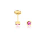 18K Gold Layered Kids Rhinestone Square Stud Plug Earrings 21.0138/1/7