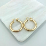 18K Gold Layered 21 mm Twisted Cylinder Hoops 21.0242